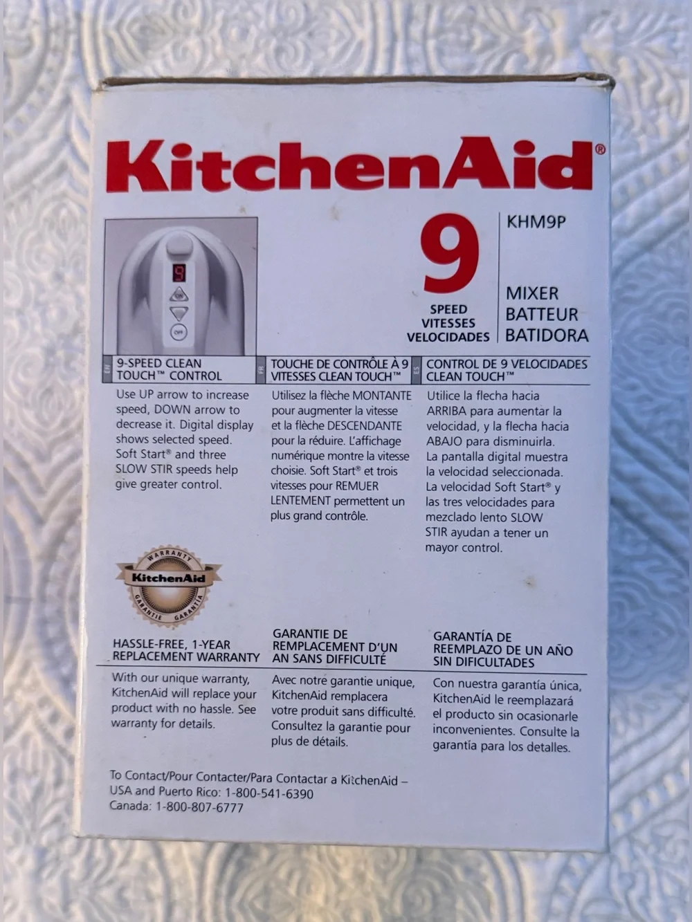 KitchenAid Professional 9 Speed Hand Mixer White KHM9P w/box & attachments TESTE
